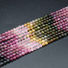 Mixed Rainbow Tourmaline Gemstone Round Beads - 4mm - 15'' Strand, for Jewellery Making