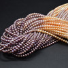 Freshwater Potato Round Pearl Beads - Peach, Pink, Purple, White - 3mm - 15'' Strand, for Jewellery making, DIY