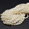 Freshwater Rice Pearl Beads - White - 5mm x  2.5mm - 15'' Strand, for Jewellery making, DIY