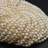 Freshwater Rice Pearl Beads - White - 4-5mm x 3-4mm - 15'' Strand, for Jewellery making, DIY