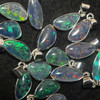 Mini Australian Opal Triplet Sterling Silver Pendant - Vibrant Multi-Colour Fire  For Jewellery Making