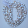 White Teardrop Coin Keshi Pearl Beads Strand | High Lustre Flat Petal Baroque Pearls for Jewellery Making