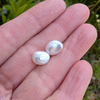 White Baroque Nugget Pearl Beads - Half Drilled - 7mm-8mm - 0.9mm Hole for Jewellery Making