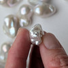 Metallic Fireball Pearl Bead, 25mm-30mm Blue Snow Lustre Statement Baroque Pearl for Jewellery Making