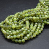 Green Nephrite Jade Gemstone FACETED Round Beads - 4mm - 15'' Strand, For Jewellery Making DIY
