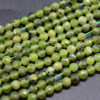 Green Nephrite Jade Gemstone FACETED Round Beads - 4mm - 15'' Strand, For Jewellery Making DIY