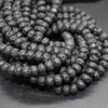Black Lava SMOOTH Rondelle Spacer Beads - 6mm x 4mm - 15'' Strand, for Jewellery making