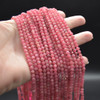 Natural Brazil Rhodonite Semi-Precious Gemstone FACETED Round Beads - approx 4mm - 15'' Strand