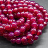 Rose Red Agate Gemstone Round Beads - 8mm - Large Hole (2mm) Gemstone Round Beads for Jewellery Making  - 15'' strand