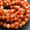 Red Banded Agate Gemstone Round Beads - 8mm - Large Hole (2mm) Gemstone Round Beads for Jewellery Making  - 15'' strand