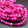 Pink Banded Agate Gemstone Round Beads - 8mm - Large Hole (2mm) Gemstone Round Beads For Jewellery Making  - 15'' Strand