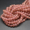 Strawberry Quartz (Grade A+) Round Gemstone Beads - 4mm, 6mm - 15'' Strand, for Jewellery Making