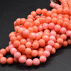 Pink Coral (dyed from natural white coral) Semi-precious Gemstone Round Beads