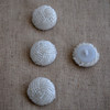 100 Hand Beaded Button - Off White - 2.2cm