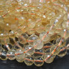 High Quality Grade A Heat Treated Citrine Faceted Semi-Precious Gemstone Round Beads - 6mm - 15" long