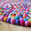 100% Wool Felt Ball Rug - Round - Handmade - 100cm in Diametre - Multi-Coloured 01