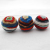 Assorted 100% Wool Striped Felt Balls - 20 Count - 2.5cm