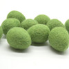 100% Wool Felt Eggs / Raindrops - 10 Count - Asparugus Green