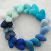 100% Wool Felt Hearts - 16 Count - approx 3cm - Blue Colours