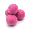 100% Wool Felt Balls - 5 Count - 4cm - Ruby Pink