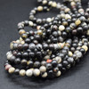 High Quality Grade A Natural Black Silver Leaf Jasper Gemstone Round Beads 4mm, 6mm, 8mm, 10mm sizes