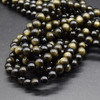 Natural Golden Sheen Black Obsidian Gemstone Round Beads 4mm, 6mm, 8mm, 10mm, 12mm sizes