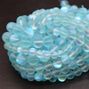 High Quality Mystic Aura Quartz Frosted / Matte Round Beads - Aqua Blue - 6mm, 8mm, 10mm sizes