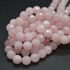 High Quality Grade A Natural Rose Quartz Faceted Semi-Precious Gemstone Round Beads 6mm, 8mm, 10mm sizes - 15" long