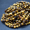 High Quality Grade A Natural Tiger's Eye Faceted Semi-Precious Gemstone Round Beads 6,  8mm, 10mm sizes - 15" long size