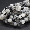 High Quality Grade A Natural Tourmalinated Quartz Semi-precious Gemstone Round Beads - 4mm, 6mm, 8mm, 10mm sizes