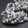 High Quality Grade A Natural Tourmalinated Quartz Semi-precious Gemstone Round Beads - 4mm, 6mm, 8mm, 10mm sizes