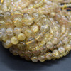 High Quality Grade A Natural Yellow Rutilated Quartz Semi-precious Gemstone Round Beads - 4mm, 6mm, 8mm, 10mm sizes