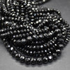 High Quality Grade A Natural Black Spinel Semi-Precious Gemstone Faceted Rondelle / Spacer Beads - 2mm, 2.5mm, 4mm, 6mm, 8mm sizes