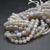 High Quality Grade A Grey Agate Faceted Semi-Precious Gemstone Round Beads - 4mm, 6mm, 8mm, 10mm sizes - 15" long