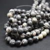 High Quality Grade A Natural Silk Stone (grey) Semi-precious Gemstone Round Beads - 4mm, 6mm, 8mm, 10mm sizes