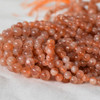 High Quality Grade AA Natural Sunstone Semi-precious Gemstone Round Beads - 4mm, 6mm sizes