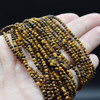 High Quality Grade A Natural Tiger Eye Semi-Precious Gemstone Round Beads - 2mm - 15" long