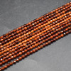 High Quality Grade A Natural Hessonite Garnet Semi-Precious Gemstone FACETED Round Beads - 3mm - 15" long