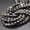 High Quality Grade A Natural Black Rhyodacite Semi-Precious Gemstone Round Beads - 4mm, 6mm, 8mm, 10mm sizes - 15" long