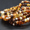 High Quality Grade A Natural Brazil Golden Brown Agate Semi-Precious Gemstone Round Beads - 4mm, 6mm, 8mm, 10mm sizes - 15" long