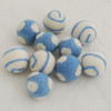 100% Wool Felt Balls - 10 Count - Polka Dots Felt Balls & Swirl Felt Balls - French Blue - approx 2.5cm