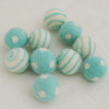 100% Wool Felt Balls - 10 Count - Polka Dots Felt Balls & Swirl Felt Balls - Deep Mint Blue - approx 2.5cm