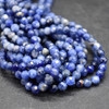 High Quality Grade A Natural Sodalite  Semi-precious Gemstone FACETED Round Beads - approx 4mm - 15" long