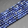 High Quality Grade A Natural Sodalite  Semi-precious Gemstone FACETED Round Beads - approx 4mm - 15" long