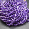 High Quality Grade A Natural Amethyst Semi-Precious Gemstone FACETED Round Beads - approx 4mm - 15" long