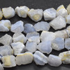 Raw Natural Blue Chalcedony Semi-precious Gemstone Chunky Nugget Beads - approx 13mm - 15mm x 18mm - 22mm - approx 15" strand