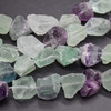 Raw Natural Rainbow Fluorite Semi-precious Gemstone Chunky Nugget Beads - approx 11mm - 13mm x 15mm - 18mm - approx 15" long strand