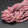 High Quality Grade A Natural Pink Tourmaline Semi-precious Gemstone Round Beads - 4mm - approx 15" strand
