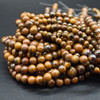 High Quality Grade A Natural Yellow Iron Tiger Eye Semi-Precious Gemstone Round Beads - 4mm, 6mm, 8mm, 10mm sizes - 15" long