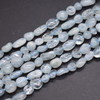 High Quality Grade A Natural Aquamarine Semi-precious Gemstone Pebble Tumbledstone Nugget Beads - approx 4mm - 7mm - 15" long strand
